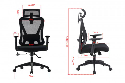Ergonomiczny fotel biurowy ACTIVEJET T5 czarny - Galeria zdjęcie 16