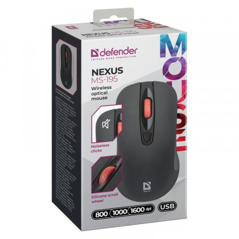 DEFENDER MYSZ NEXUS MS-195 RF SILENT CZARNA - Galeria zdjęcie 7