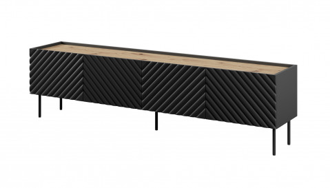 Szafka RTV 4D ONDA 200x40x35-54 czarny (stojąca lub wisząca) - Galeria zdjęcie 1