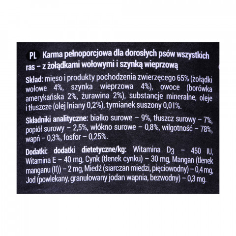 DOLINA NOTECI Rafi żołądki wołowe z szynką - mokra karma dla psa - 400g - Galeria zdjęcie 2