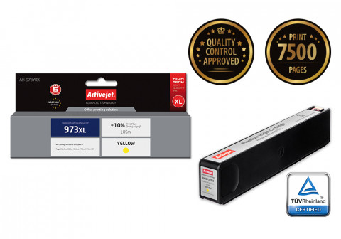 Activejet AH-973YRX Tusz do drukarki HP, Zamiennik HP 973XL F6T83AE; Premium; 105 ml; żółty. Drukuje więcej o 10%. - Galeria zdjęcie 2