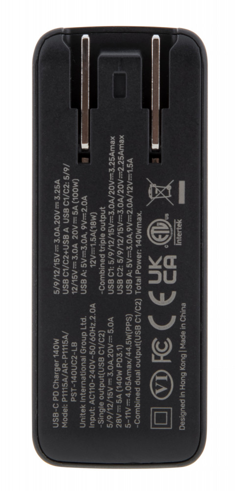 UNITEK ŁADOWARKA GAN 2X USB-C, USB-A, 140W - Galeria zdjęcie 6
