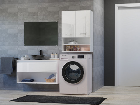 Szafka nad pralkę POLA MINI DK 64x30xH90 biel połysk - Galeria zdjęcie 4