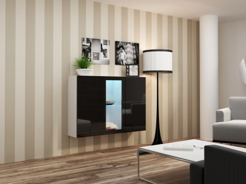 Komoda VIGO 90/120/38 biały/czarny połysk - Galeria zdjęcie 1