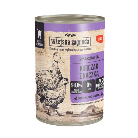 WIEJSKA ZAGRODA Kurczak z kaczką - mokra karma dla kota - 12x400g - Galeria zdjęcie 2