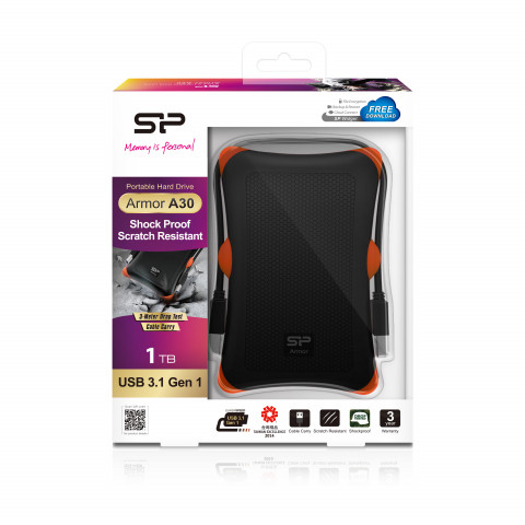Dysk zewnętrzny HDD Silicon Power Armor A30 (1TB; 2.5"; USB 3.2; 5400 obr/min; Orange-Black; SP010TBPHDA30S3K) - Galeria zdjęcie 5