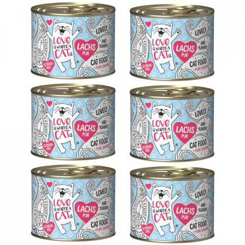LOVE IS WHERE A CAT IS Łosoś - mokra karma dla kota - 6x190g - Galeria zdjęcie 1