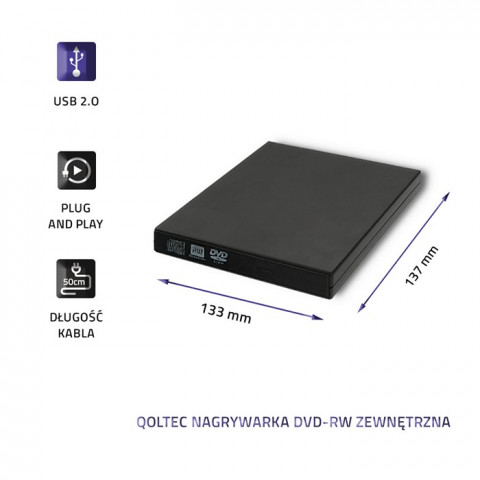 QOLTEC NAGRYWARKA DVD-RW ZEWNĘTRZNA - Galeria zdjęcie 3
