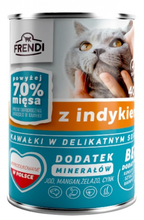 FRENDI z Indykiem kawałki w delikatnym sosie - mokra karma dla kota - 400 g - Galeria zdjęcie 1