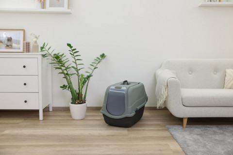 KERBL Emma Eco Czarno-Niebieska - zakryta kuweta dla kota - 57x39x41 cm - Galeria zdjęcie 5