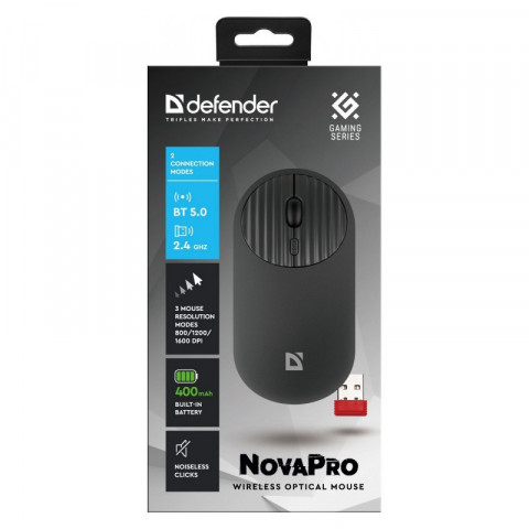 DEFENDER MYSZ NOVAPRO MM-316 RF+BT OPTIC 1600dpi CZARNA - Galeria zdjęcie 3