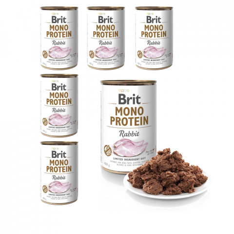 BRIT Mono Protein Rabbit - mokra karma z królikiem dla psa - 6x400 g - Galeria zdjęcie 1