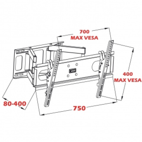 UCHWYT DO TV LCD/LED 30-70" 60KG AR-52 ART. - Galeria zdjęcie 6