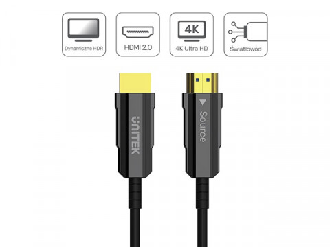 UNITEK KABEL OPTYCZNY HDMI 2.0 Active Optical Cable 4K 60HZ 15M - Galeria zdjęcie 6