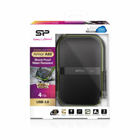 Dysk zewnętrzny HDD Silicon Power Armor A60 (4TB; 2.5"; USB 3.2; 5400 obr/min; Green-Black; SP040TBPHDA60S3K) - Galeria zdjęcie 8