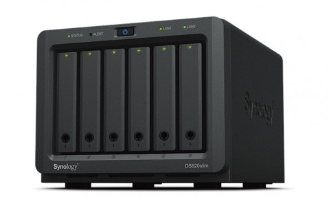 NAS Synology DS620slim; Tower; 6x (2.5" SATA HDD); Intel Celeron J3355; 2GB DDR3L (max. 6GB), 2x 1GbE RJ-45 - Galeria zdjęcie 1