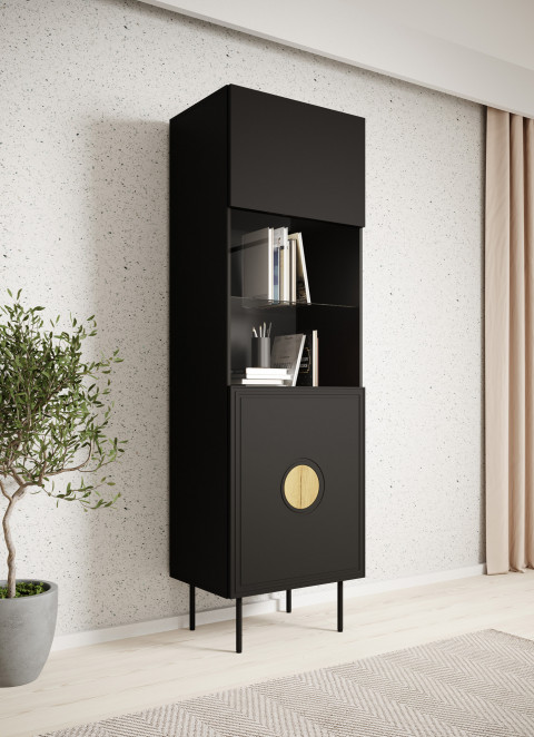 Witryna PALAZZO 60x42x190 czarny + dąb craft - Galeria zdjęcie 3