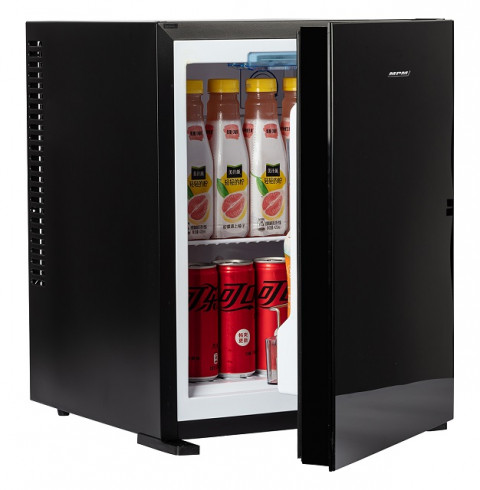 Bezszmerowy minibar termoelektryczny MPM-30-MBS-06/L z szklanym frontem czarny - Galeria zdjęcie 2