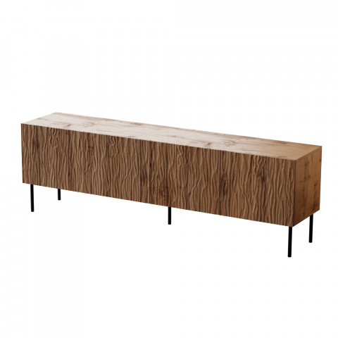Szafka RTV JUNGLE 190x40,5x59,5 dąb wotan + czarne nóżki - Galeria zdjęcie 1