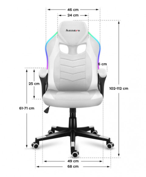 Fotel gamingowy Huzaro Force 2.5 RGB WHITE MESH - Galeria zdjęcie 9