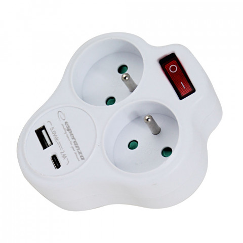 ESPERANZA ROZGAŁĘŹNIK ELEKTR. 2 GN. + USB ELK311W - Galeria zdjęcie 2
