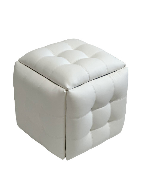 Puf-transformator 5w1 - 5 taboretów w 1 pufie biała eco skóra - Galeria zdjęcie 4