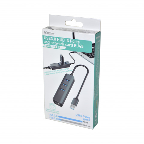 VAKOSS HUB USB 3.0 ETHERNET TC-4502X - Galeria zdjęcie 2