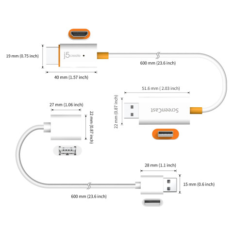 Nadajnik i odbiornik audio/video bezprzewodowy j5create ScreenCast HDMI™ Wireless Display; kolor biały JVAW56-N - Galeria zdjęcie 3