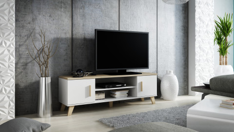 RTV LOTTA 160 2D2K biały+ dąb sonoma - Galeria zdjęcie 3