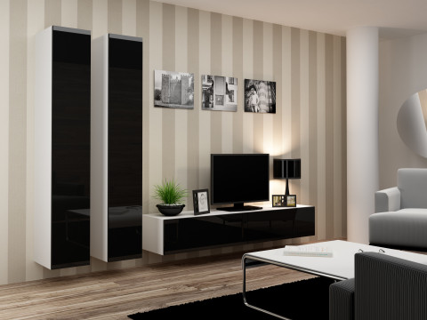 Zestaw meblowy VIGO 4 biały/czarny połysk - Galeria zdjęcie 2