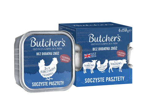 Butcher's Original mix smaków soczyste pasztety z wątróbką lub nerkami karma dla psa 4 x 150g - Galeria zdjęcie 1