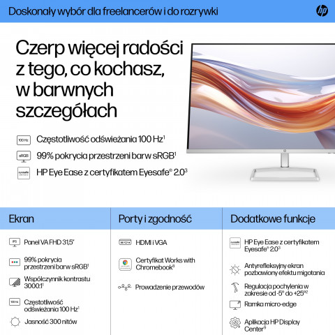 MONITOR HP LED VA 31,5” 532sf (94F50E9) 100Hz - Galeria zdjęcie 10