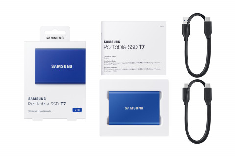 Dysk zewnętrzny SSD Samsung T7 (2TB; USB 3.2; niebieski; MU-PC2T0H/WW) - Galeria zdjęcie 5