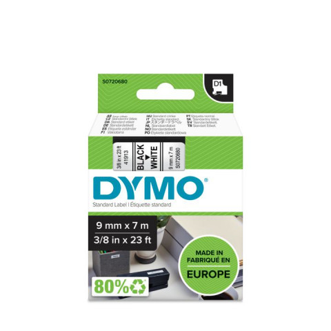 Taśma Dymo D1- 9mm x 7m czarny/biały - Galeria zdjęcie 2