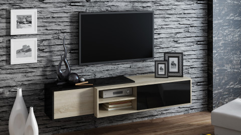 Szafka RTV SIGMA1 180 sonoma/czarny połysk - Galeria zdjęcie 4