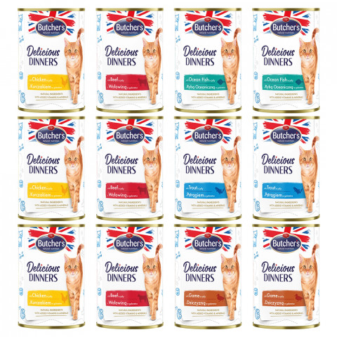BUTCHER'S Delicious Dinners MIX SMAKÓW - mokra karma dla kota - 12x400g - Galeria zdjęcie 1