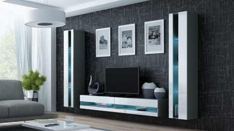 Szafka RTV VIGO NEW '180' 30/180/40 szary/biały poł - Galeria zdjęcie 3
