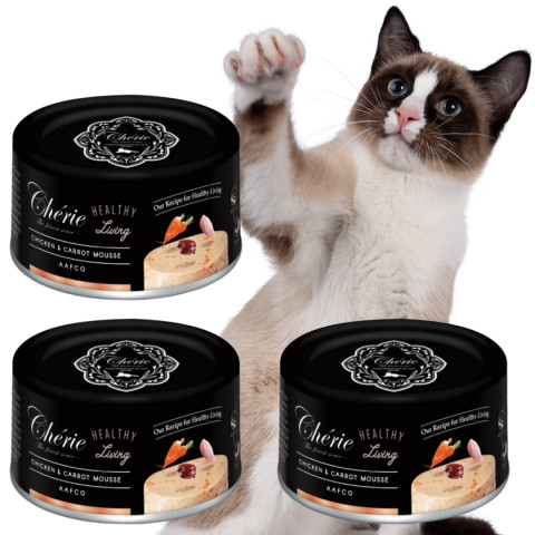 CHERIE Mus z kurczaka
i marchewki - mokra karma dla kota - 3x80g - Galeria zdjęcie 1