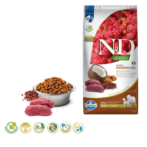 FARMINA N&D Quinoa Dog Skin&Coat Venison&Coconut Adult Medium&Maxi - sucha karma dla psa - 7 kg - Galeria zdjęcie 2