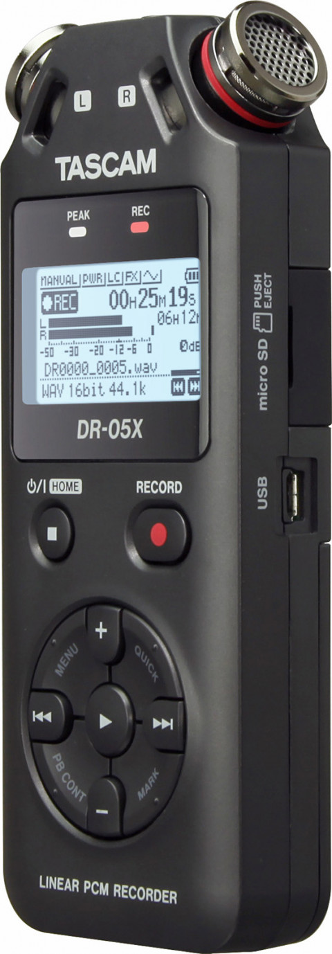 Tascam DR-05X - Przenośny rejestrator cyfrowy z interfejsem USB, zapis na karcie pamięci microSD - Galeria zdjęcie 2