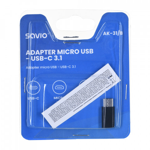 Savio adapter micro usb-usb typ c ak-31/b ak-31/b - Galeria zdjęcie 3