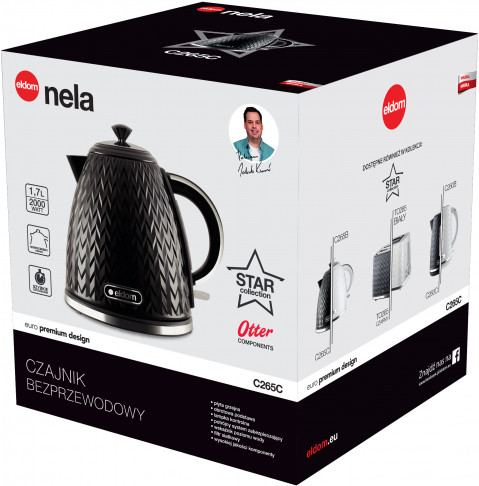 ELDOM CZAJNIK NELA,POJ.1,7 L,MOC 2000 W,CZARNY C26 - Galeria zdjęcie 4