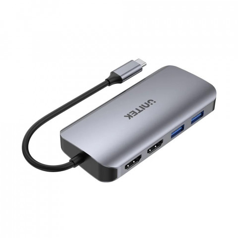 UNITEK AKTYWNY HUB USB-C 2X HDMI 4K, RJ45, PD 100W - Galeria zdjęcie 2