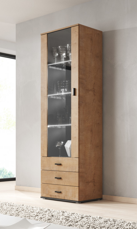 Witryna SOHO S1 dąb lefkas+ czarny - Galeria zdjęcie 1