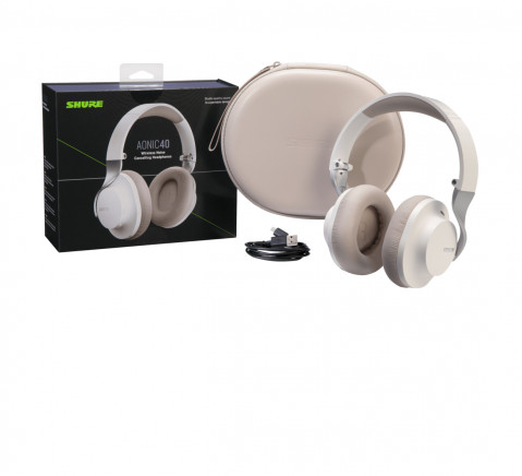 Shure SBH1DYWH1-EFS - Profesjonalne słuchawki bezprzewodowe AONIC 40 z systemem ANC (białe) - Galeria zdjęcie 7