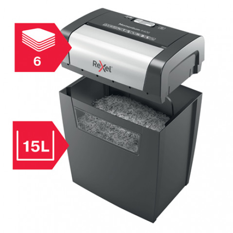 Rexel Niszczarka Momentum X406, 6 kartek, 15 l kosz - Galeria zdjęcie 6
