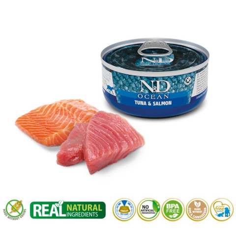 FARMINA N&D Cat Ocean Tuna, Salmon - mokra karma dla kota - 70 g - Galeria zdjęcie 2