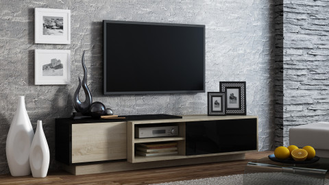 Szafka RTV SIGMA1 180 sonoma/czarny połysk - Galeria zdjęcie 3