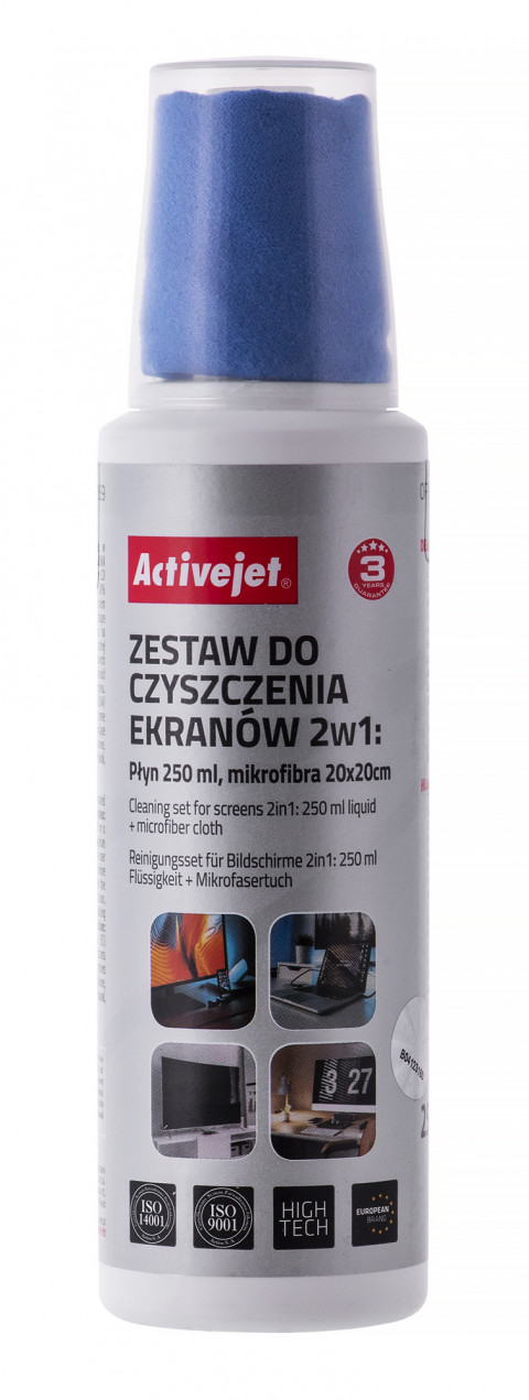 Activejet AOC-269 Zestaw do czyszczenia ekranów 2w1 250 ml., 20x20 cm - Galeria zdjęcie 6