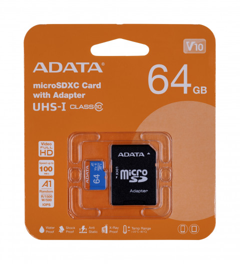 ADATA microSD PREMIER 64GB UHS-1/class10 + ADAPTER - Galeria zdjęcie 1